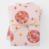 Retro Groovy Kleurrijke Disco Balls Patroon Inpakpapier Vel (In situ)