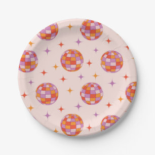 Retro Groovy Kleurrijke Disco Balls Patroon Papieren Bordje