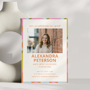 Retro Groovy Kleurrijke Foto Afstudeerfeest 2026 Kaart