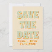 Retro Groovy Kleurrijke Golvende Boho Bruiloft Save The Date (Voorkant)
