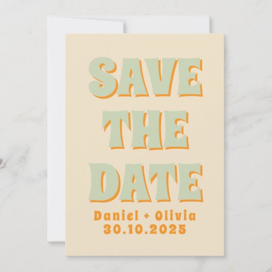 Retro Groovy Kleurrijke Golvende Boho Bruiloft Save The Date (Voorkant)