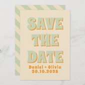Retro Groovy Kleurrijke Golvende Boho Bruiloft Save The Date (Voorkant / Achterkant)