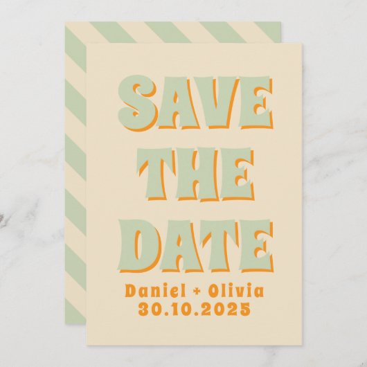 Retro Groovy Kleurrijke Golvende Boho Bruiloft Save The Date (Voorkant / Achterkant)