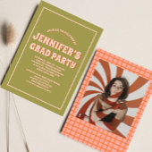 Retro Groovy Kleurrijke High School Afstudeerfeest Kaart