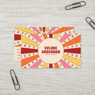 Retro Groovy Kleurrijke QR Code 70s 60s Boho Trend Visitekaartje