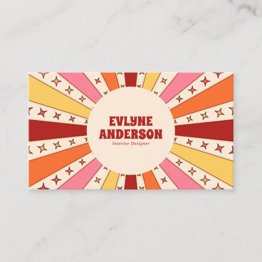 Retro Groovy Kleurrijke QR Code 70s 60s Boho Trend Visitekaartje (Voorkant)