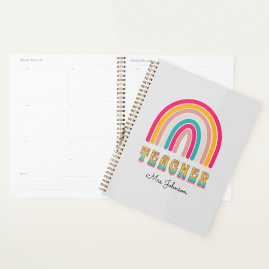 Retro Groovy Kleurrijke Rainbow Teacher Planner (Display)