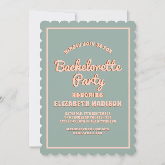 Retro Groovy Kleurrijke Wavy Bachelorette Party Kaart (Voorkant)