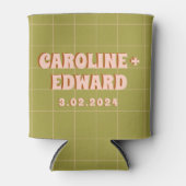 Retro Groovy Kleurrijke Wavy Boho Bruiloft Blikjeskoeler (Voorkant)