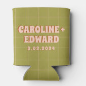 Retro Groovy Kleurrijke Wavy Boho Bruiloft Blikjeskoeler (Achterkant)