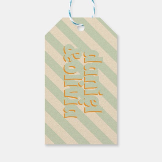 Retro Groovy Kleurrijke Wavy Boho Bruiloft Cadeaulabel (Achterkant)