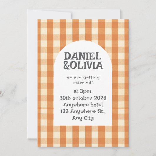 Retro Groovy Kleurrijke Wavy Boho Bruiloft Kaart (Voorkant)