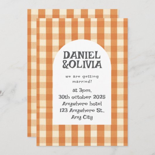 Retro Groovy Kleurrijke Wavy Boho Bruiloft Kaart (Voorkant / Achterkant)