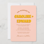 Retro Groovy Kleurrijke Wavy Boho Bruiloft QR Code Kaart (Voorkant)