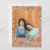 Retro Groovy Kleurrijke Wavy Boho Bruiloft QR Code Kaart (Achterkant)