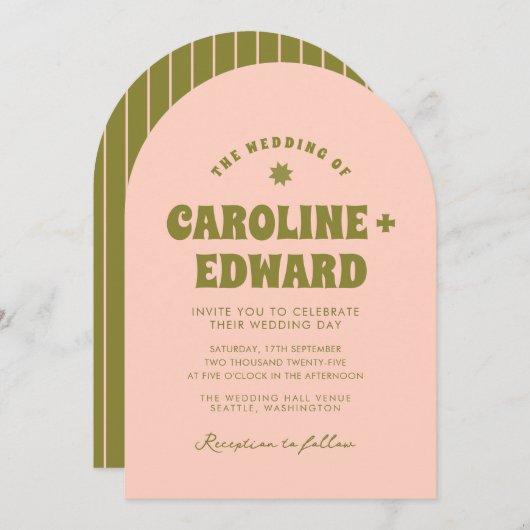 Retro Groovy Kleurrijke Wavy Boho Bruiloft QR Code Kaart (Voorkant / Achterkant)