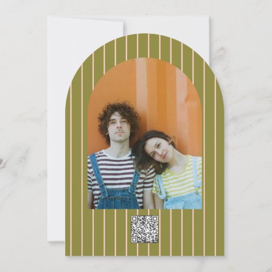 Retro Groovy Kleurrijke Wavy Boho Bruiloft QR Code Kaart (Achterkant)