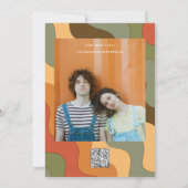 Retro Groovy Kleurrijke Wavy Boho Bruiloft QR Code Kaart (Achterkant)