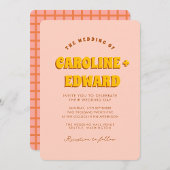 Retro Groovy Kleurrijke Wavy Boho Bruiloft QR Code Kaart