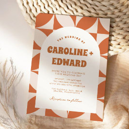 Retro Groovy Kleurrijke Wavy Boho Bruiloft QR Code Kaart