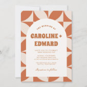 Retro Groovy Kleurrijke Wavy Boho Bruiloft QR Code Kaart (Voorkant)