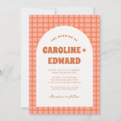 Retro Groovy Kleurrijke Wavy Boho Bruiloft QR Code Kaart (Voorkant)