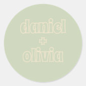 Retro Groovy Kleurrijke Wavy Boho Bruiloft Ronde Sticker (Voorkant)