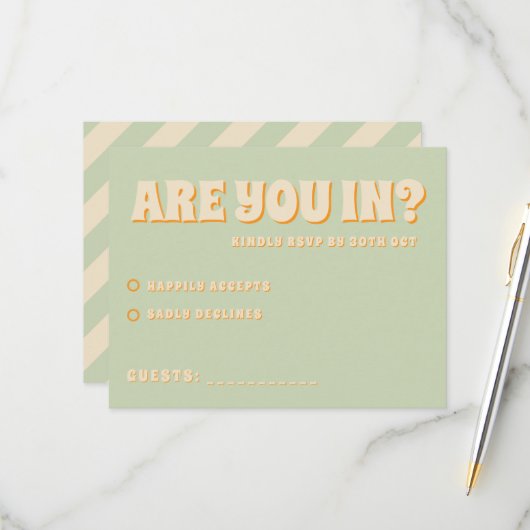 Retro Groovy Kleurrijke Wavy Boho Bruiloft RSVP Kaartje (Voorkant / Achterkant in situ)