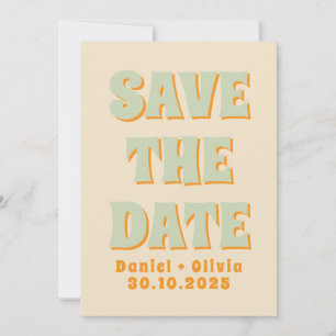 Retro Groovy Kleurrijke Wavy Boho Bruiloft Save The Date