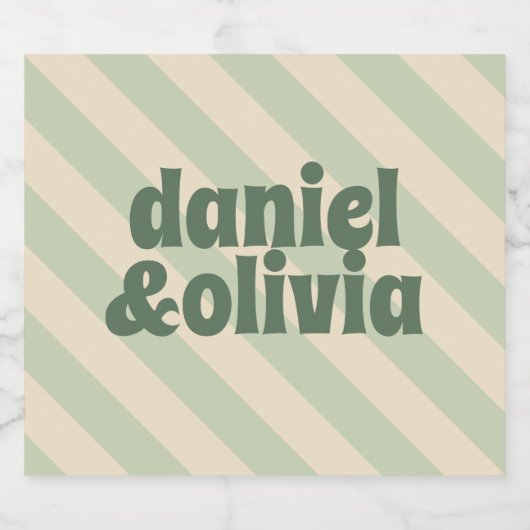 Retro Groovy Kleurrijke Wavy Boho Bruiloft Sparkling Wijnetiket (Enkel label)