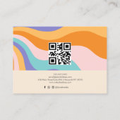 Retro Groovy Kleurrijke Wavy Boho QR Code Visitekaartje (Achterkant)
