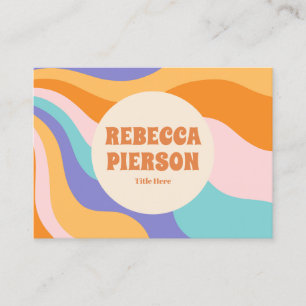 Retro Groovy Kleurrijke Wavy Boho QR Code Visitekaartje