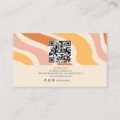 Retro Groovy Kleurrijke Wavy Boho QR Code Visitekaartje (Achterkant)