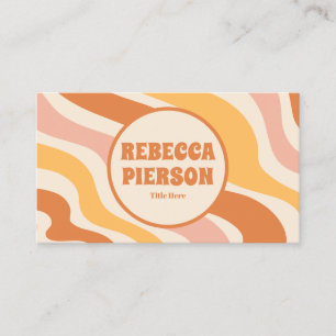 Retro Groovy Kleurrijke Wavy Boho QR Code Visitekaartje