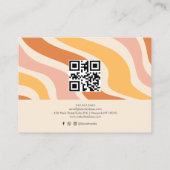Retro Groovy Kleurrijke Wavy Boho QR Code Visitekaartje (Achterkant)