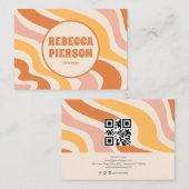 Retro Groovy Kleurrijke Wavy Boho QR Code Visitekaartje (Voorkant / Achterkant)