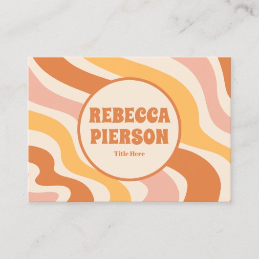 Retro Groovy Kleurrijke Wavy Boho QR Code Visitekaartje (Voorkant)