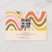 Retro Groovy Kleurrijke Wavy Boho QR Code Visitekaartje (Achterkant)