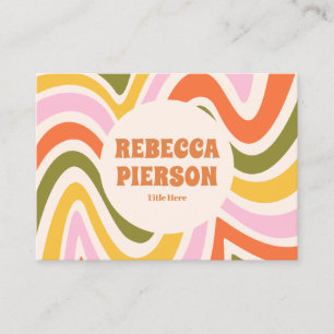 Retro Groovy Kleurrijke Wavy Boho QR Code Visitekaartje