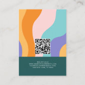 Retro Groovy Kleurrijke Wavy Boho Rainbow QR Code Visitekaartje (Achterkant)