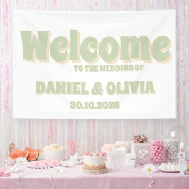 Retro Groovy Kleurrijke Wavy Boho Wed Seating Char Spandoek