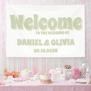 Retro Groovy Kleurrijke Wavy Boho Wed Seating Char Spandoek