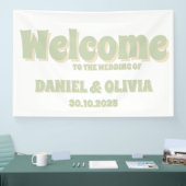 Retro Groovy Kleurrijke Wavy Boho Wed Seating Char Spandoek (Beurs)