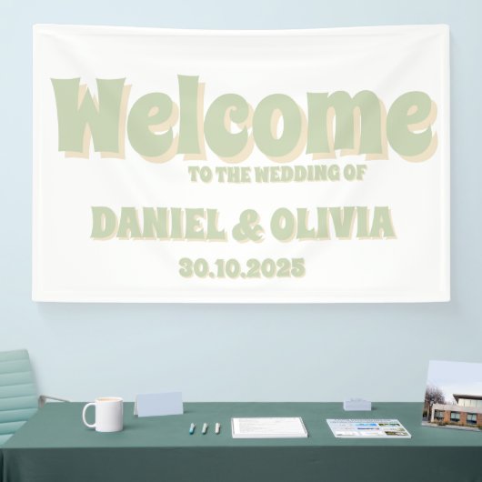 Retro Groovy Kleurrijke Wavy Boho Wed Seating Char Spandoek (Beurs)