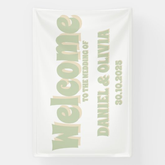 Retro Groovy Kleurrijke Wavy Boho Wed Seating Char Spandoek (Verticaal)