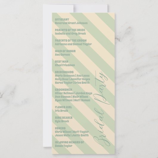 Retro Groovy Kleurrijke Wavy Boho Wedding Programm (Achterkant)