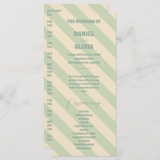 Retro Groovy Kleurrijke Wavy Boho Wedding Programm (Voorkant / Achterkant)