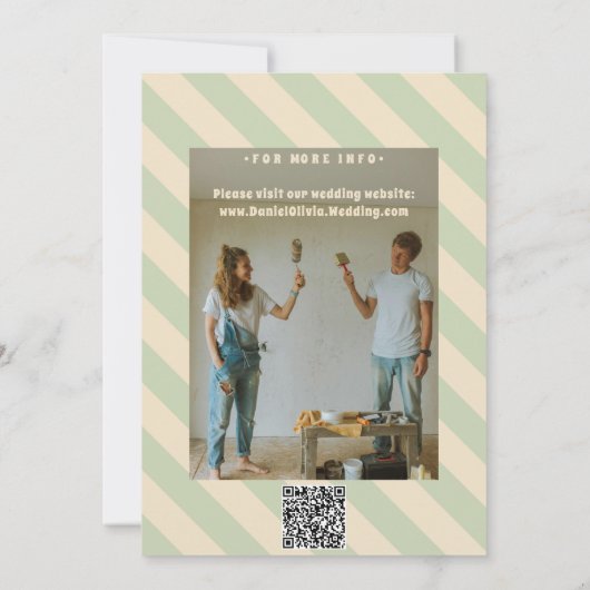 Retro Groovy Kleurrijke Wavy Boho Wedding QR Code Kaart (Achterkant)
