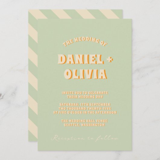 Retro Groovy Kleurrijke Wavy Boho Wedding QR Code  Kaart (Voorkant / Achterkant)