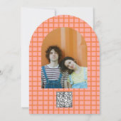 Retro Groovy Kleurrijke Wavy Boho Wedding QR Code  Kaart (Achterkant)